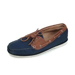 j. crew canvas boat shoes navy slip on mens moc sz 11.5